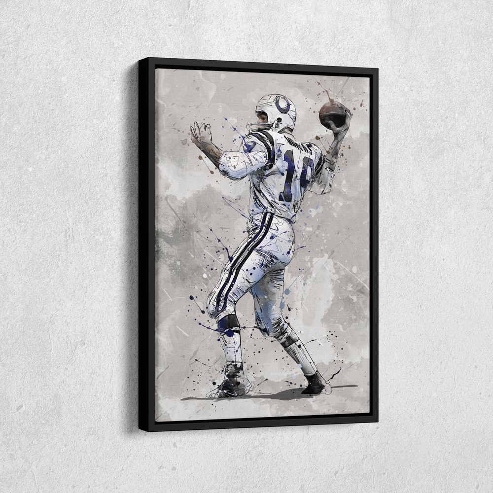 Johnny Unitas Poster Baltimore Colts NFL Canvas Wall Art Home Decor Framed Poster Man Cave Gift