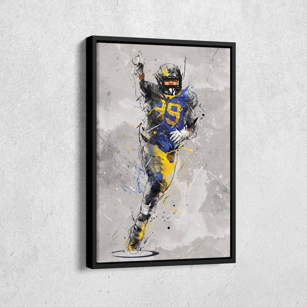 Aaron Donald Poster Los Angeles Rams NFL Canvas Wall Art Home Decor Framed Poster Man Cave Gift