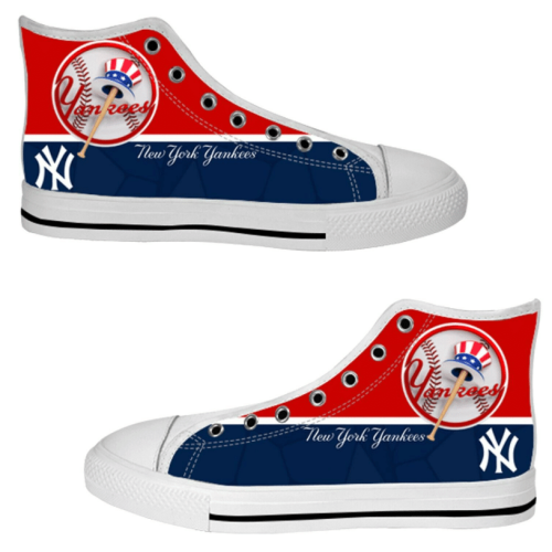 New York Yankees MLB Baseball Custom Canvas High Top Shoes