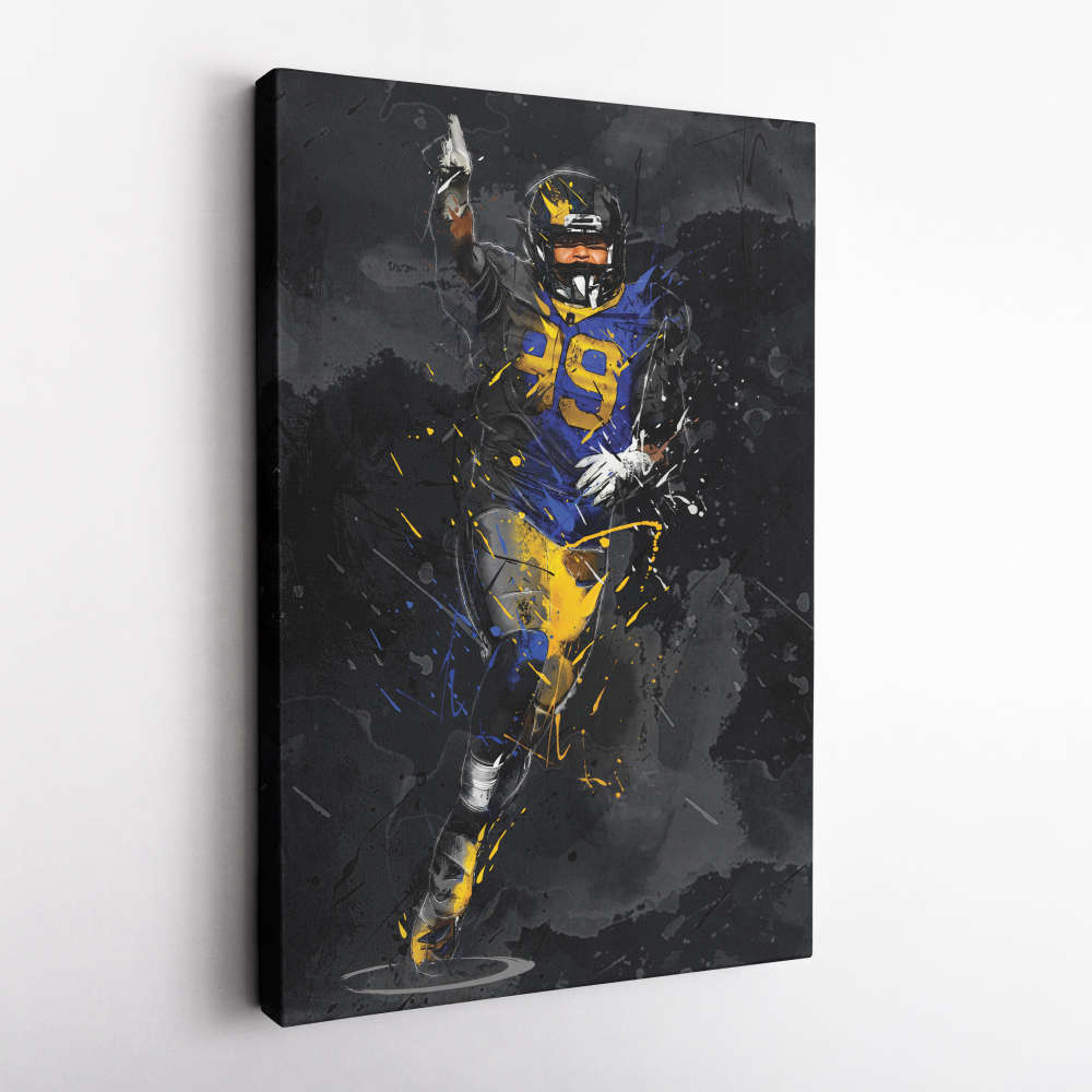 Aaron Donald Art Los Angeles Rams NFL Canvas Wall Art Home Decor Framed Poster Man Cave Gift