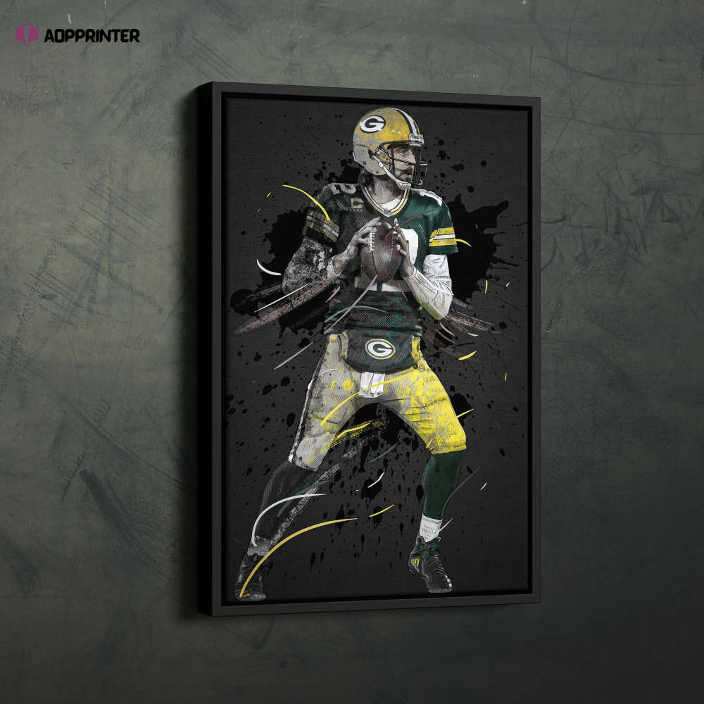 Aaron Rodgers Art Green Bay Packers NFL Wall Art Home Decor Hand Made Poster Canvas Print