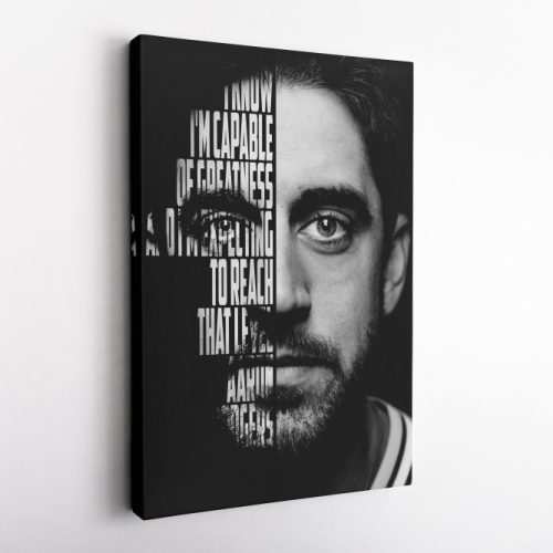 Aaron Rodgers Football Green Bay Packers Face Quote  Canvas Unique Design Wall Art Print Hand Made Ready to Hang Custom Design