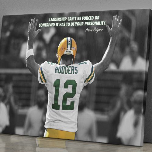 Aaron Rodgers Quote Poster Green Bay Packers Canvas Unique Design Wall Art Print Hand Made Ready to Hang Custom Design