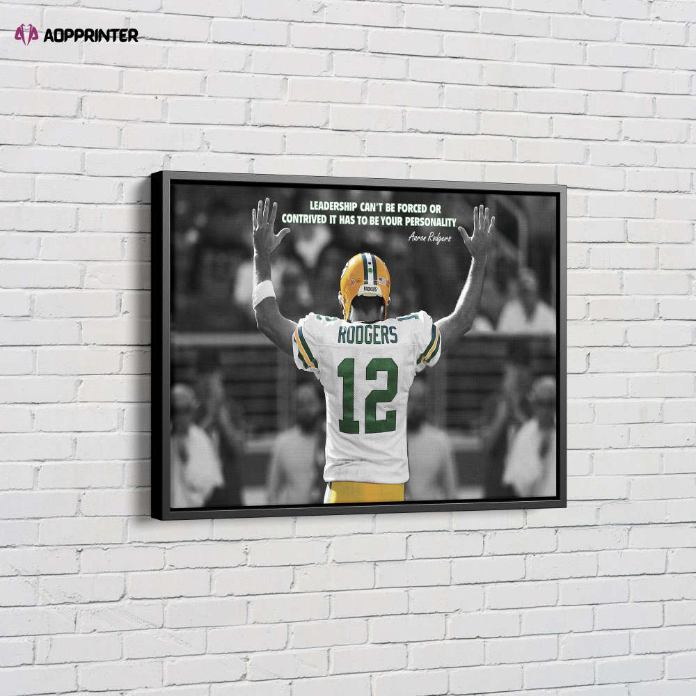 Aaron Rodgers Quote Poster Green Bay Packers Canvas Unique Design Wall Art Print Hand Made Ready to Hang Custom Design