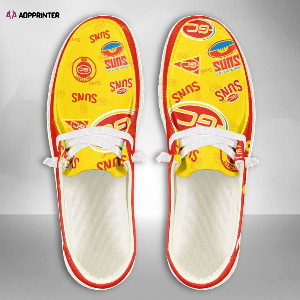 AFL Gold Coast Suns Hey Dude Shoes Wally Lace Up Loafers Moccasin Slippers Fan Gifts