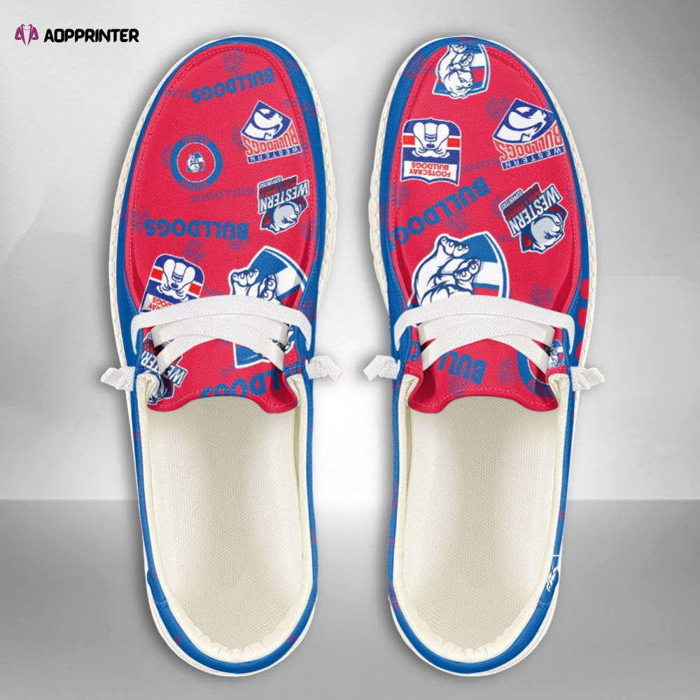 AFL Western Bulldogs Hey Dude Shoes Wally Lace Up Loafers Moccasin Slippers