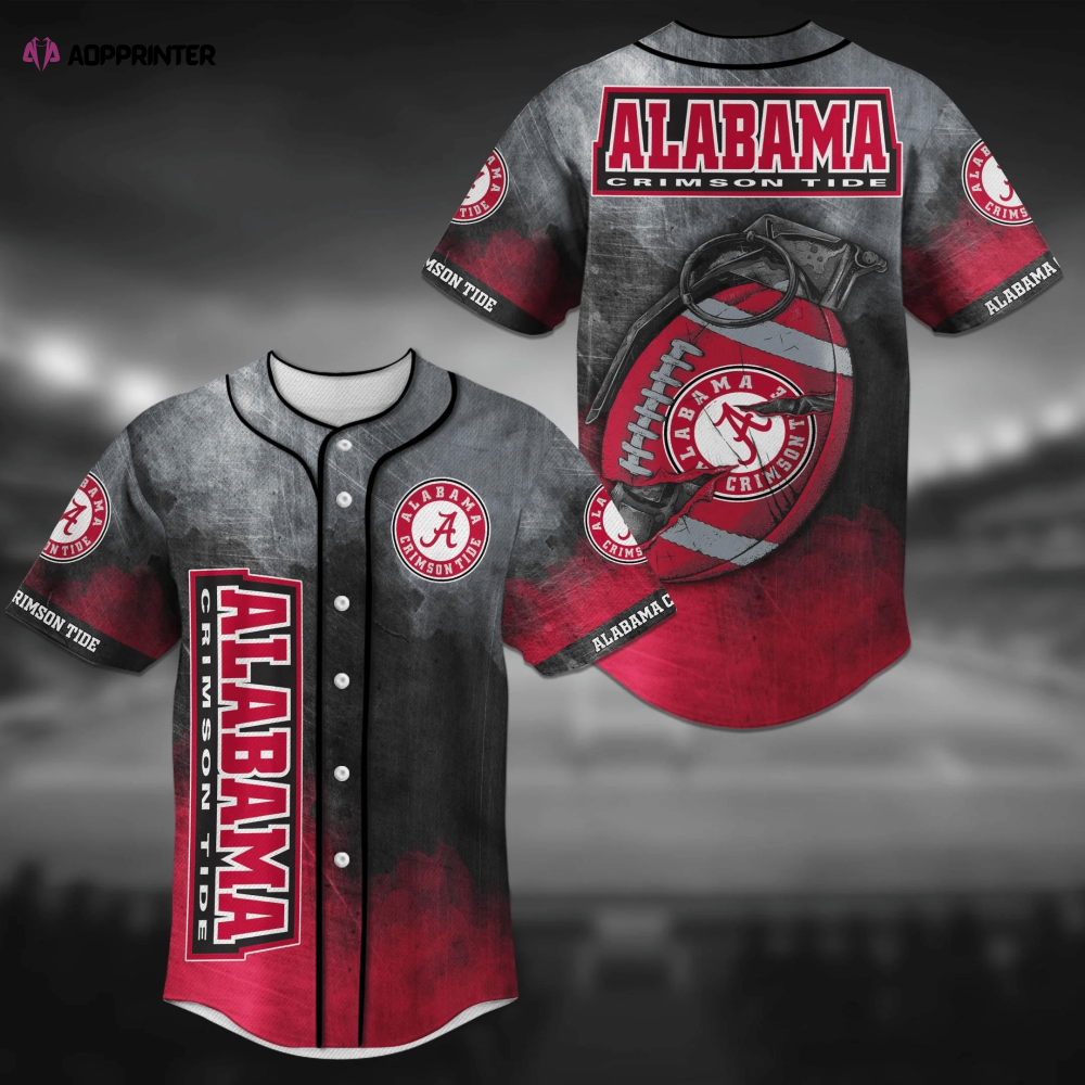 Alabama Crimson Tide NCAA Baseball Jersey Shirt in Grenade Design