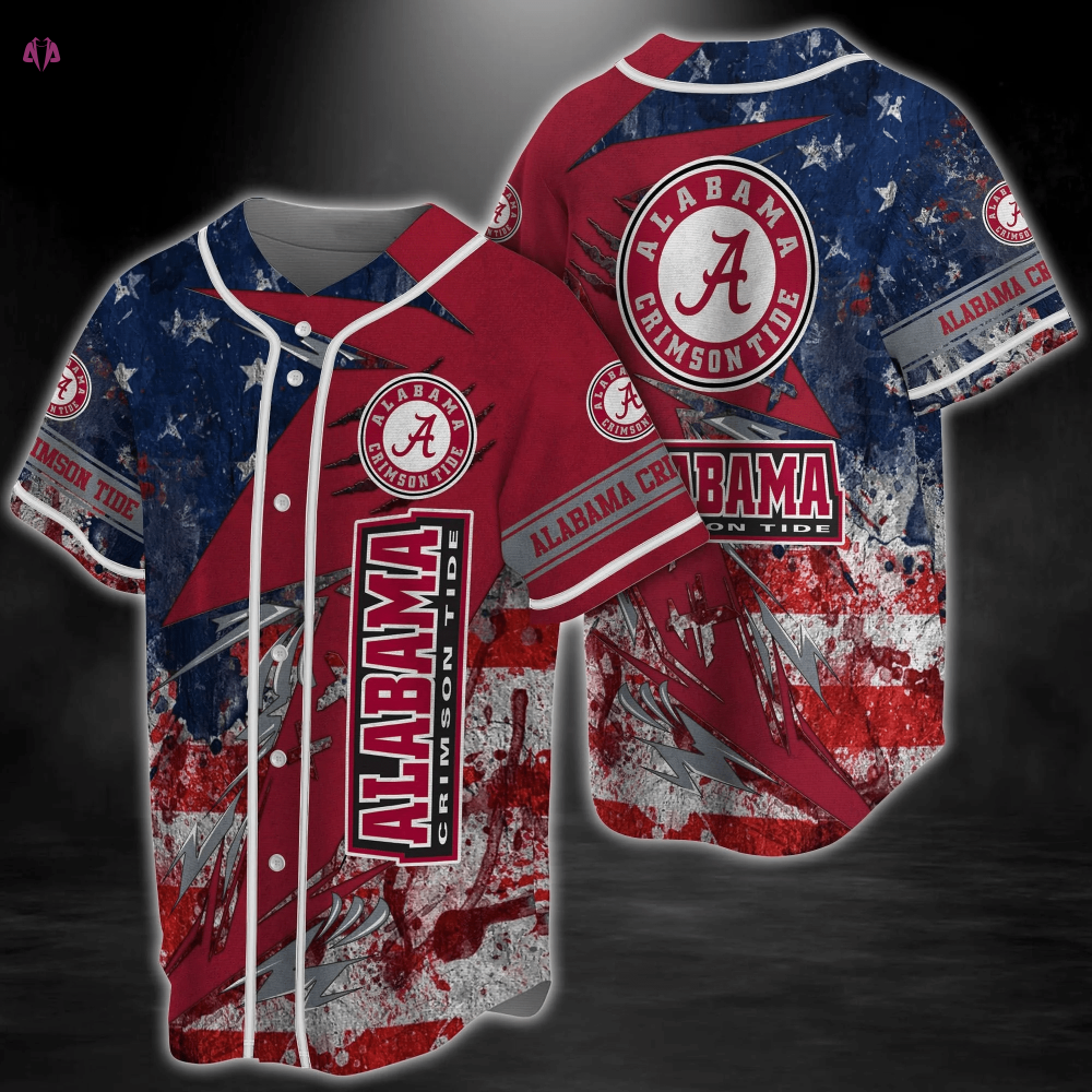 Alabama Crimson Tide NCAA Baseball Jersey Shirt – Patriotic US Flag ...