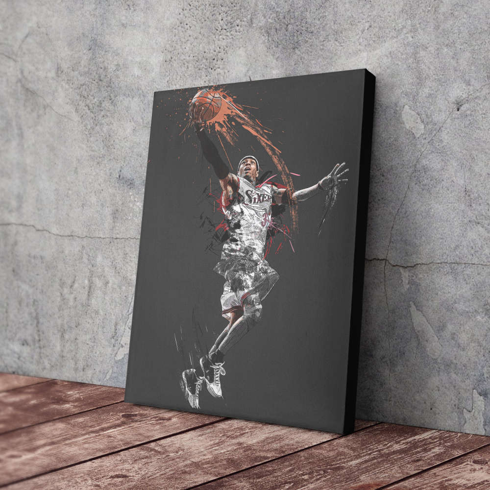 Allen Iverson Art Philadelphia 76ers NBA Wall Art Home Decor Hand Made Poster Canvas Print