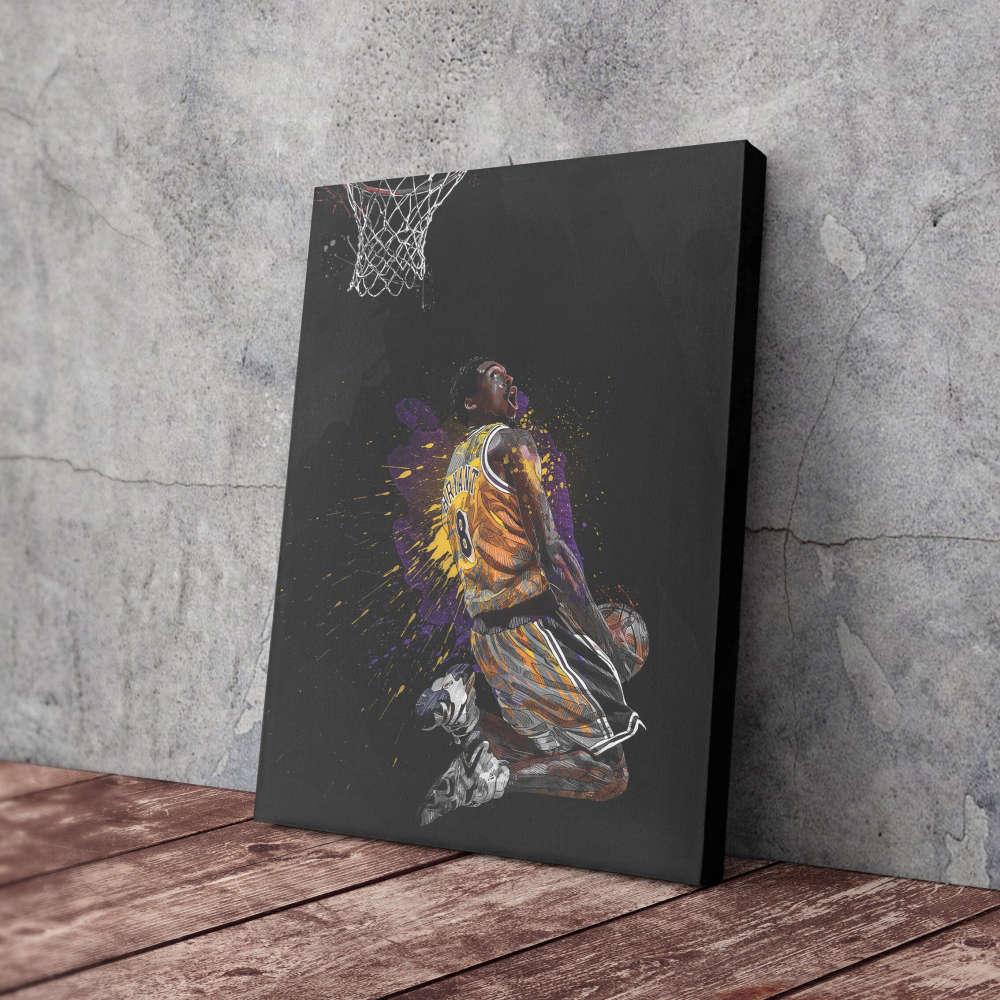 American Basketball Player Art Dunk Los Angeles Lakers NBA Wall Art Home Decor Hand Made Poster Canvas Print