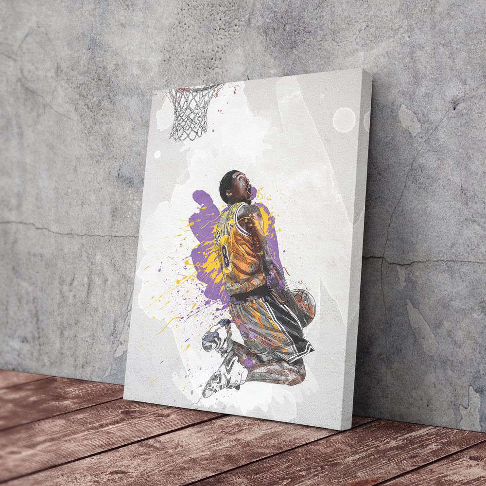 American Basketball Player Poster: Lakers NBA Framed Wall Art – Home Decor Canvas Print