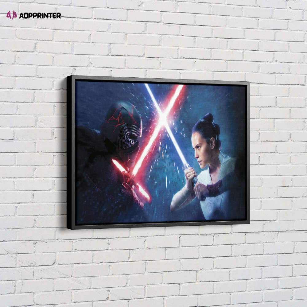 Anakin vs Rey Poster Skywalker Starwars Canvas Unique Design Wall Art Print Hand Made Ready to Hang Custom Design