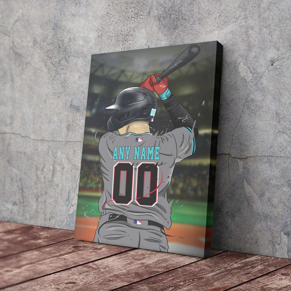 Arizona Diamondbacks Jersey MLB Personalized Jersey Custom Name and Number Canvas Wall Art  Print Home Decor Framed Poster Man Cave Gift