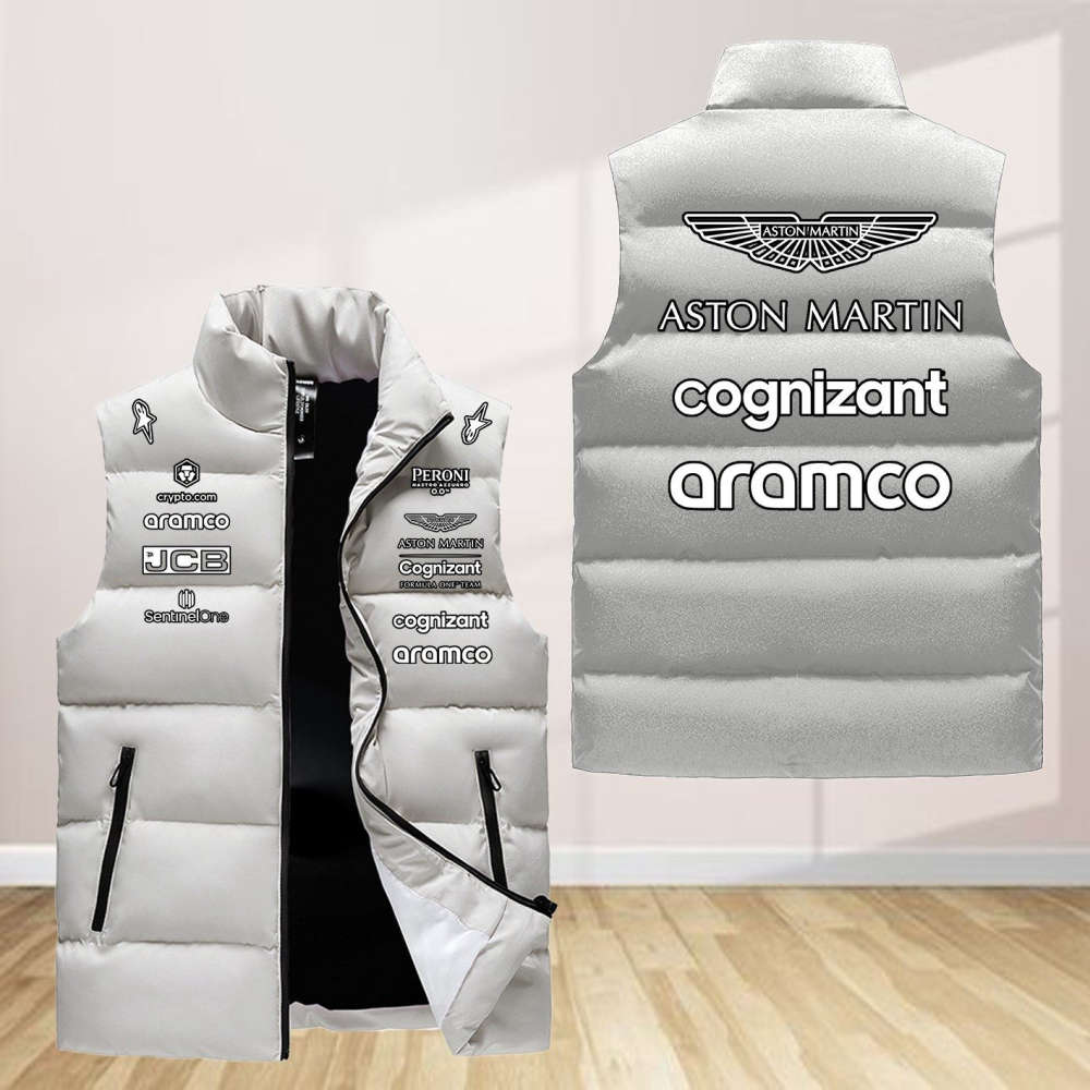 Aston Martin Cognizant Gifts Team Sleeveless Puffer Jacket Custom For Fans Gifts