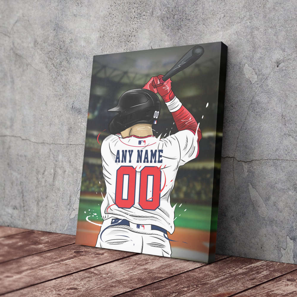 Atlanta Braves Jersey MLB Personalized Jersey Custom Name and Number Canvas Wall Art  Print Home Decor Framed Poster Man Cave Gift