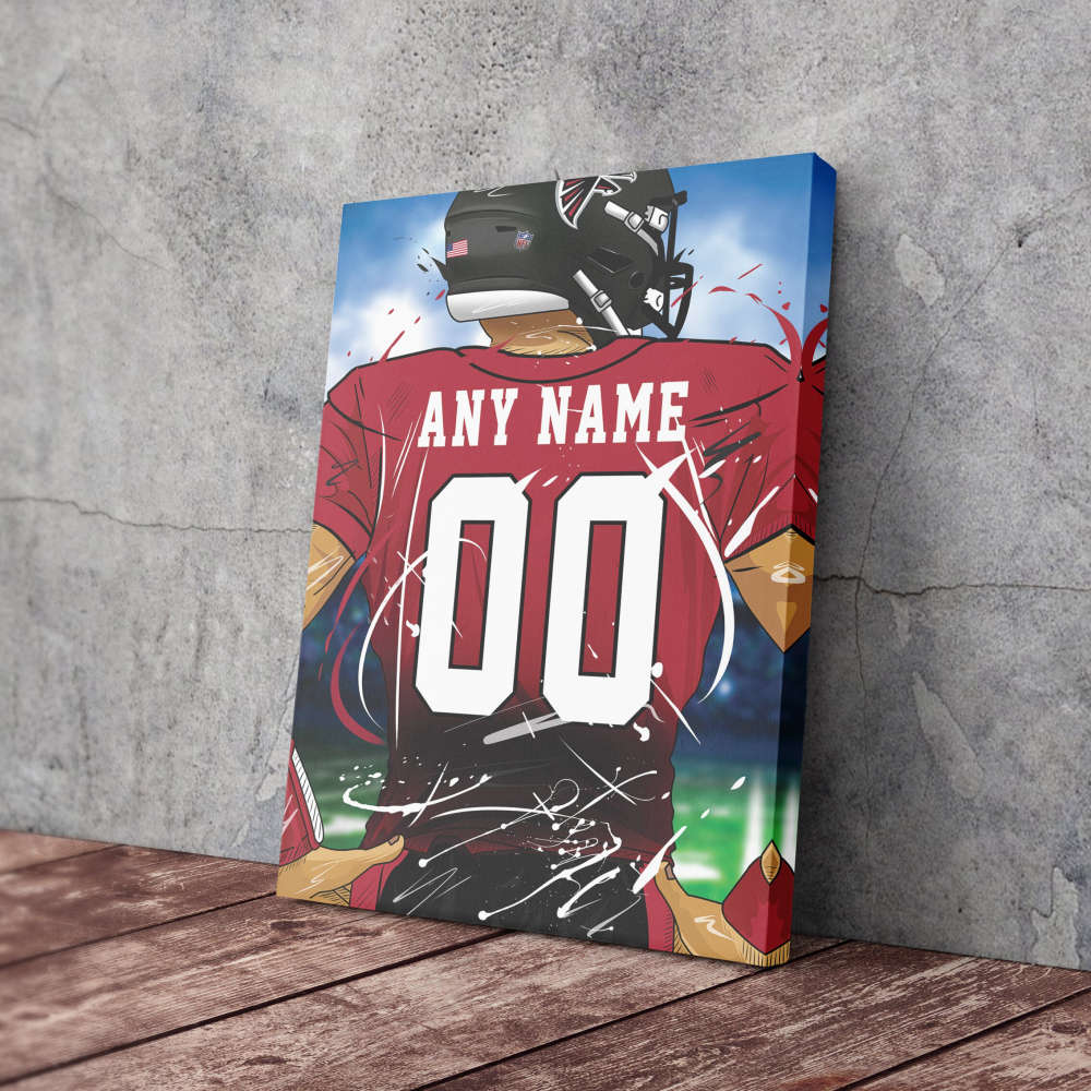 Atlanta Falcons Jersey NFL Personalized Jersey Custom Name and Number Canvas Wall Art  Print Home Decor Framed Poster Man Cave Gift