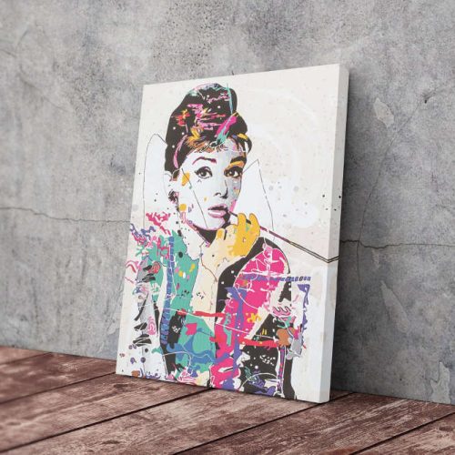 Audrey Hepburn Pop Art Poster Fashion Icon Canvas Unique Design Wall Art Print Hand Made Ready to Hang Custom Design