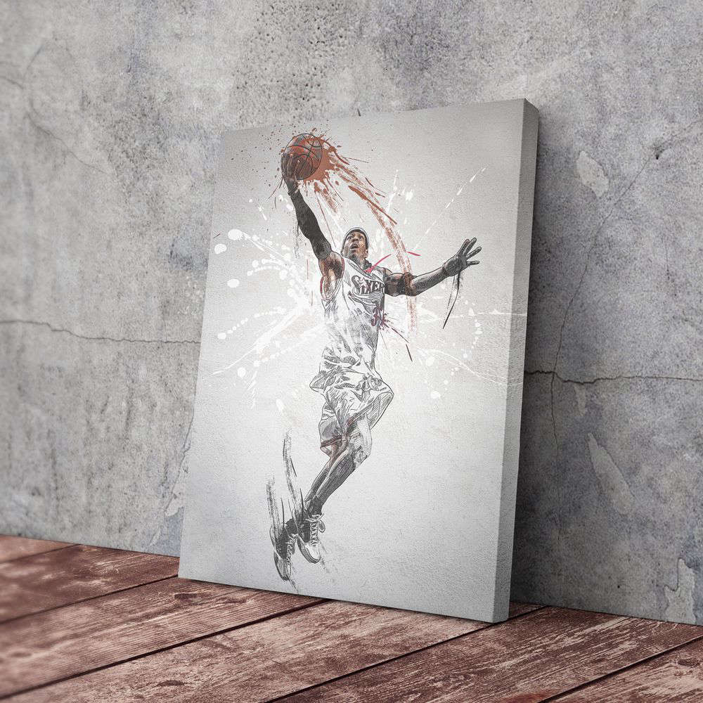 Authentic Allen Iverson Poster: 76ers NBA Framed Wall Art – Home Décor Canvas Print