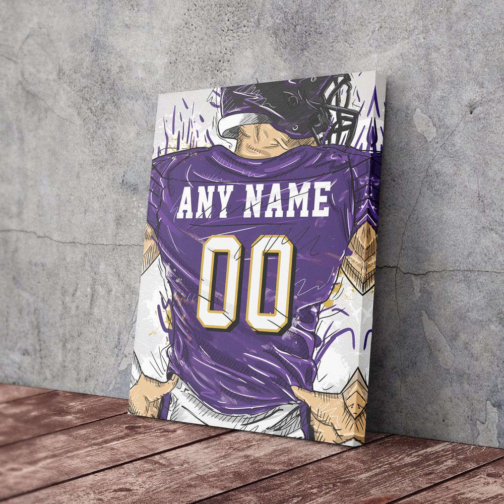 Baltimore Ravens Jersey Personalized Jersey NFL Custom Name and Number Canvas Wall Art Home Decor Framed Poster Man Cave Gift