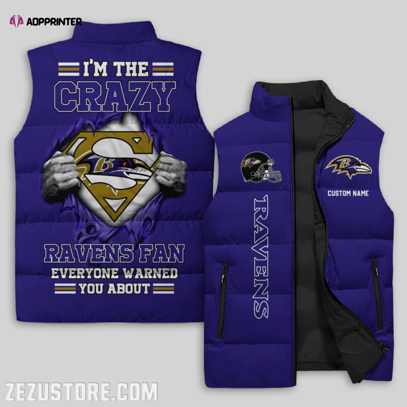 Baltimore Ravens NFL Sleeveless Puffer Jacket Custom For Fans Gifts