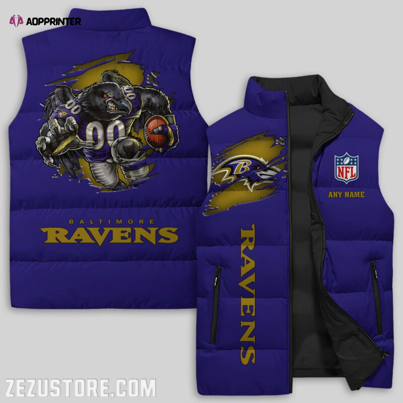 Baltimore Ravens NFL Sleeveless Puffer Jacket Custom For Fans Gifts