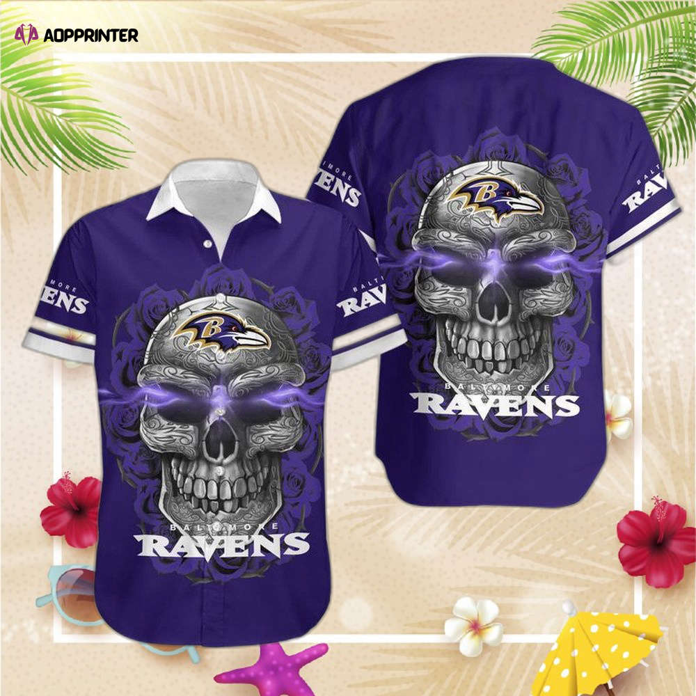 Baltimore Ravens Sugar Skull NFL Gift For Fan Hawaiian Graphic Print