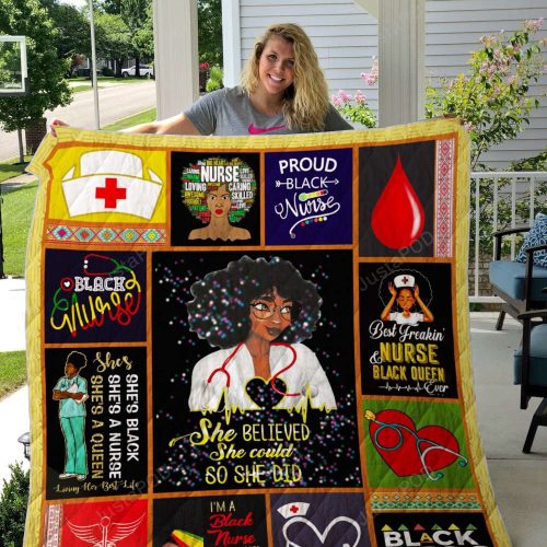 Black Nurse I’m A Black Nurse And Celebrate My Race All Year Long Quilt Blanket Great Customized Gifts For Birthday Christmas Thanksgiving Perfect Gifts For Black Nurse