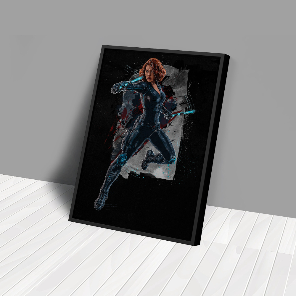 Black Widow Poster Marvel Comics Art Canvas Wall Art Print Home Decor Framed Poster Gift for Kids