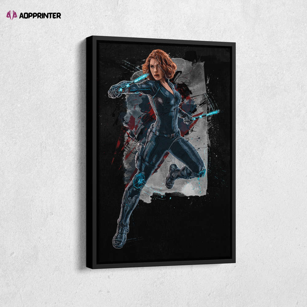 Black Widow Poster Marvel Comics Art Canvas Wall Art Print Home Decor Framed Poster Gift for Kids