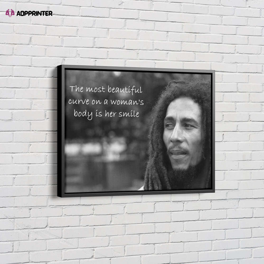Bob Marley With Text Overlay Quotes Inspirational Canvas Unique Design Wall Art Print Hand Made Ready to Hang Custom Design