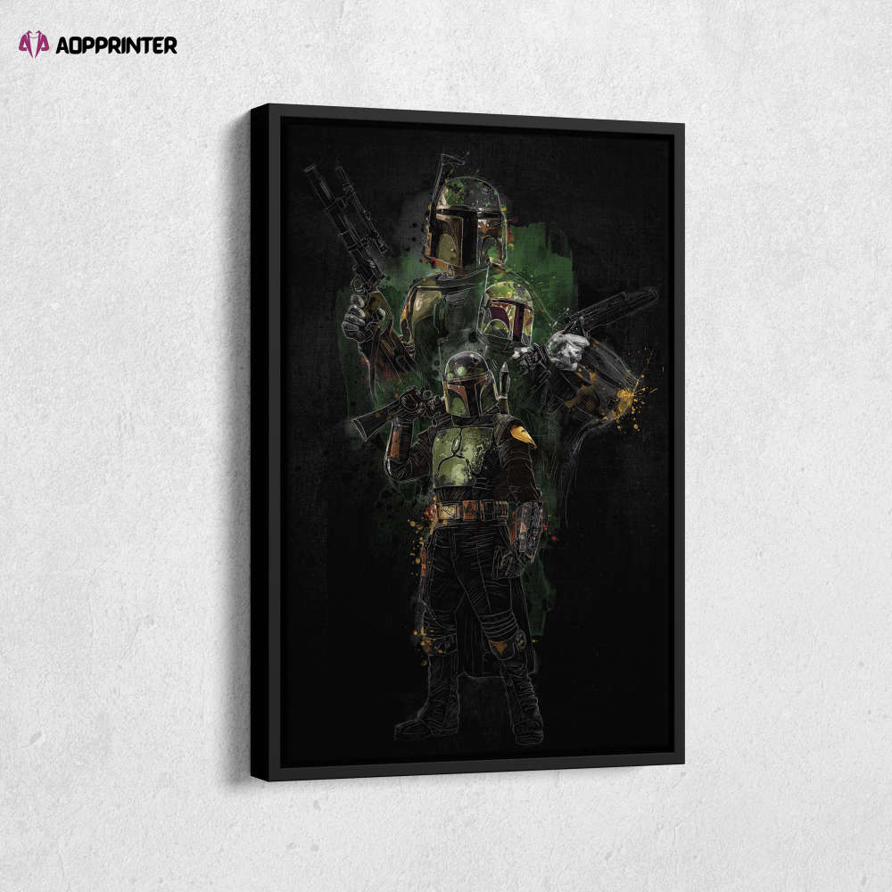 Boba Fett Poster Star Wars Art Canvas Wall Art Print Home Decor Framed Poster Gift for Kids