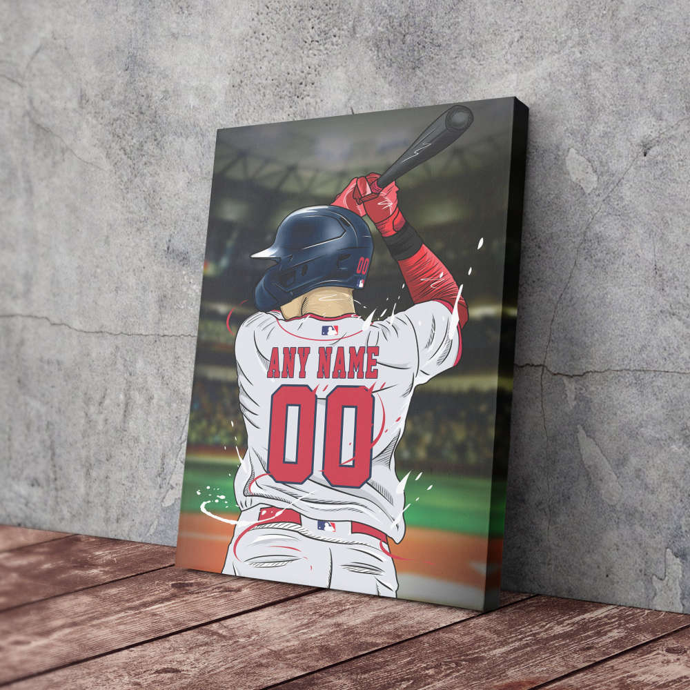 Boston Red Sox Jersey MLB Personalized Jersey Custom Name and Number Canvas Wall Art  Print Home Decor Framed Poster Man Cave Gift