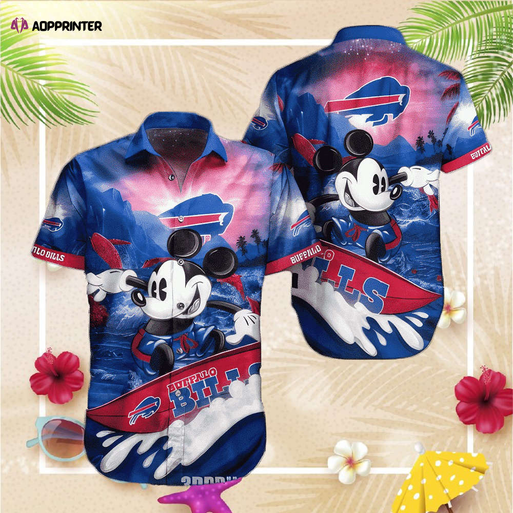 Buffalo Bills Hawaiian Shirt Mickey Pattern All Over Print Gift For Fans NFL   Summer