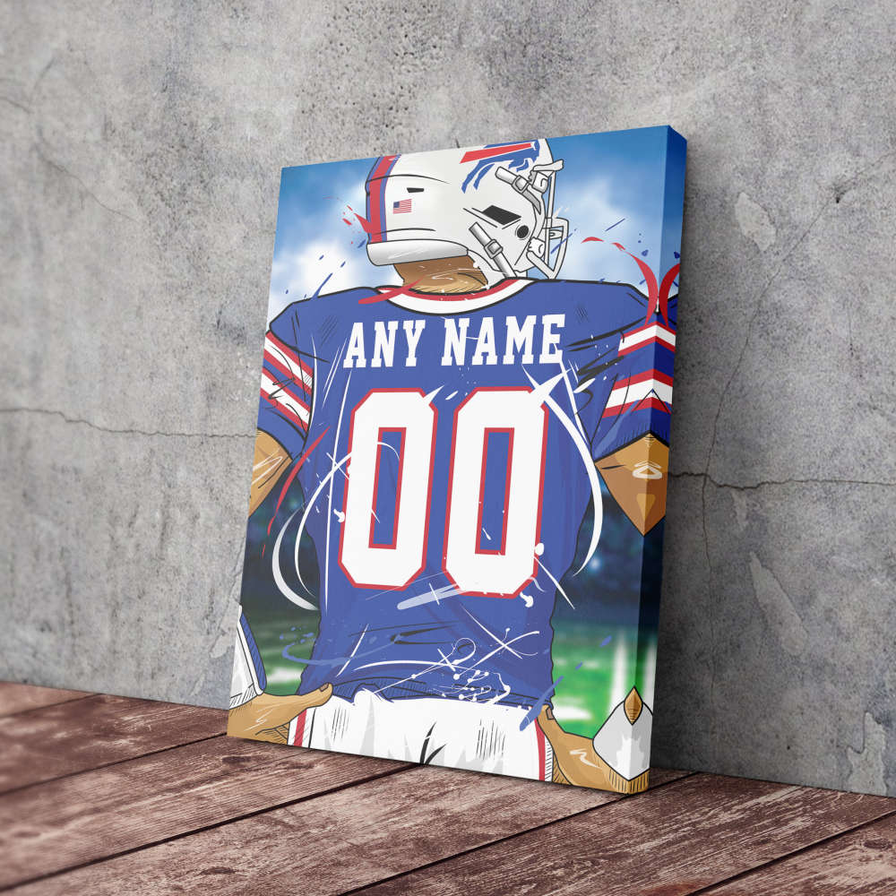 Buffalo Bills Jersey NFL Personalized Jersey Custom Name and Number Canvas Wall Art  Print Home Decor Framed Poster Man Cave Gift