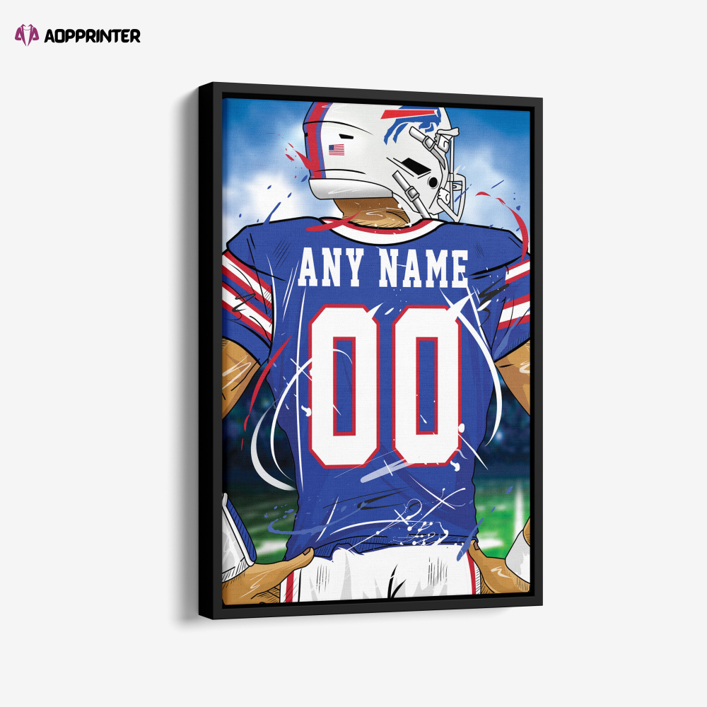 Buffalo Bills Jersey NFL Personalized Jersey Custom Name and Number Canvas Wall Art  Print Home Decor Framed Poster Man Cave Gift