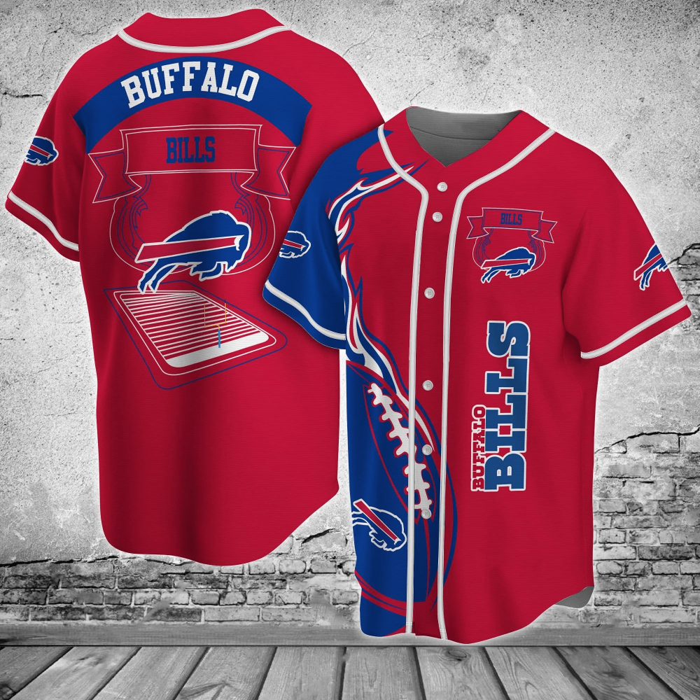 Buffalo Bills NFL Baseball Jersey Shirt Red FVJ