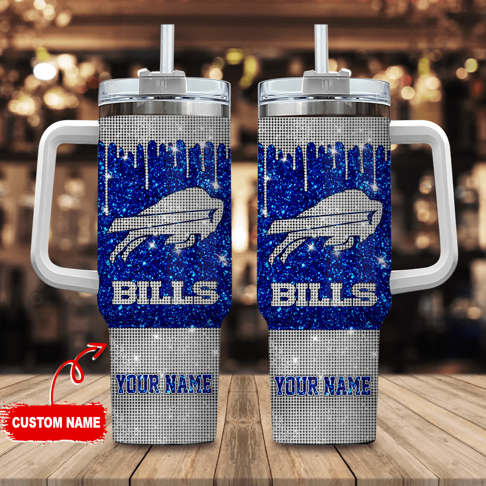 Buffalo Bills Personalized NFL Glitter and Diamonds Bling 40oz Stanley Tumbler