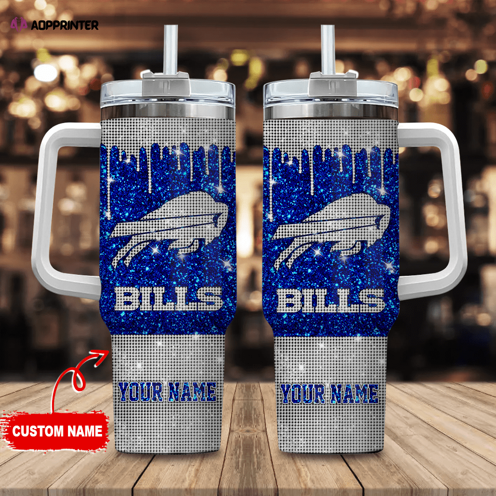 Buffalo Bills Personalized NFL Glitter and Diamonds Bling 40oz Stanley Tumbler