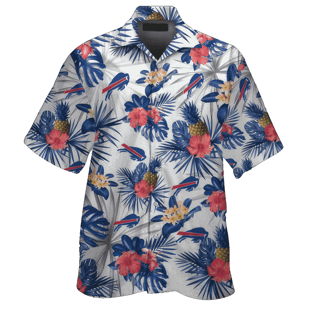 Buffalo Bills Short Sleeve Button Up Tropical Aloha Hawaiian Shirt MTE015