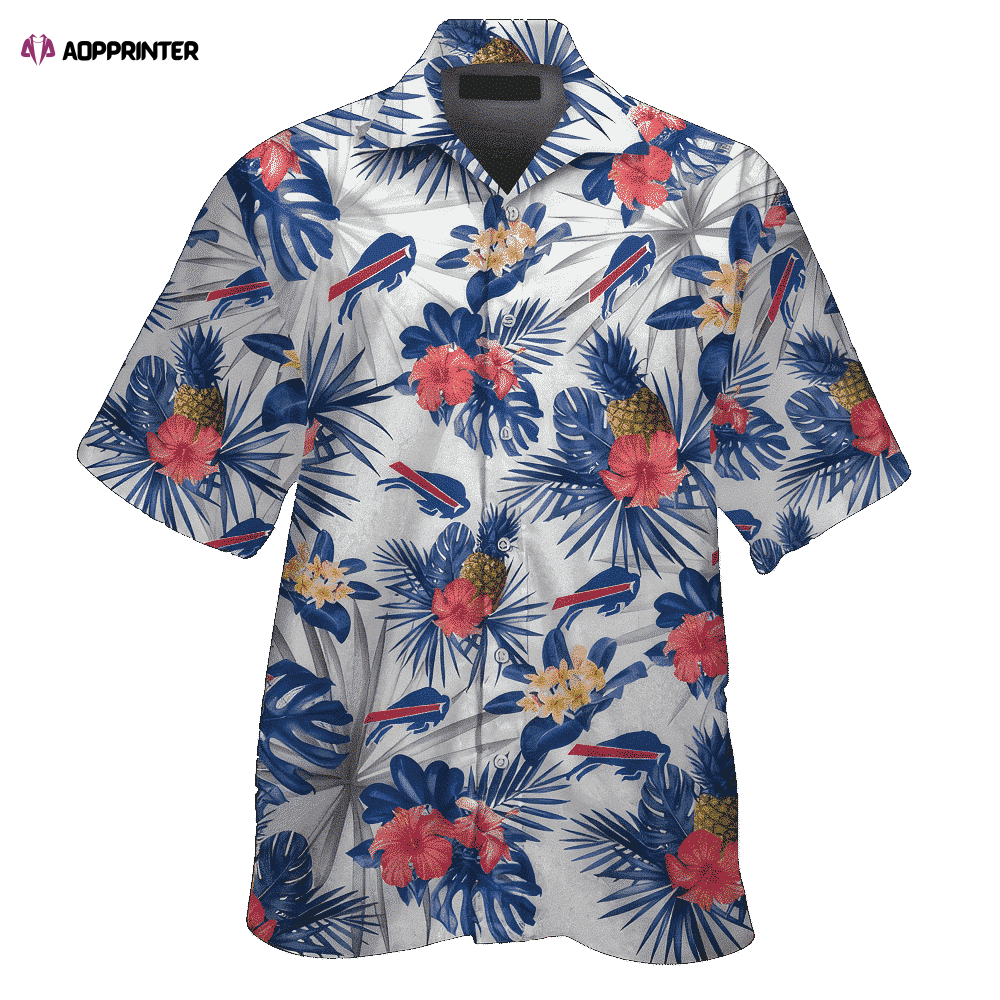 Buffalo Bills Short Sleeve Button Up Tropical Aloha Hawaiian Shirt MTE015