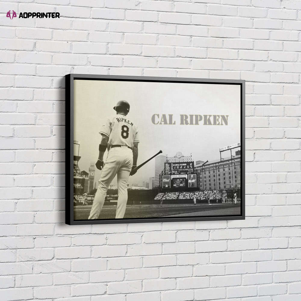 Cal Ripken Poster Retro Baltimore Orioles Baseball Canvas Unique Design Wall Art Print Hand Made Ready to Hang Custom Design