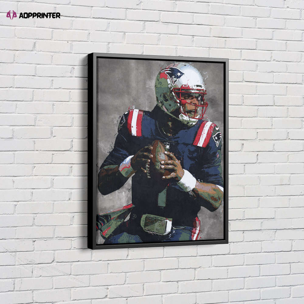 Cam Newton American football Quarterback New England Patriots Canvas Unique Design Wall Art Print Hand Made Ready to Hang Custom Design