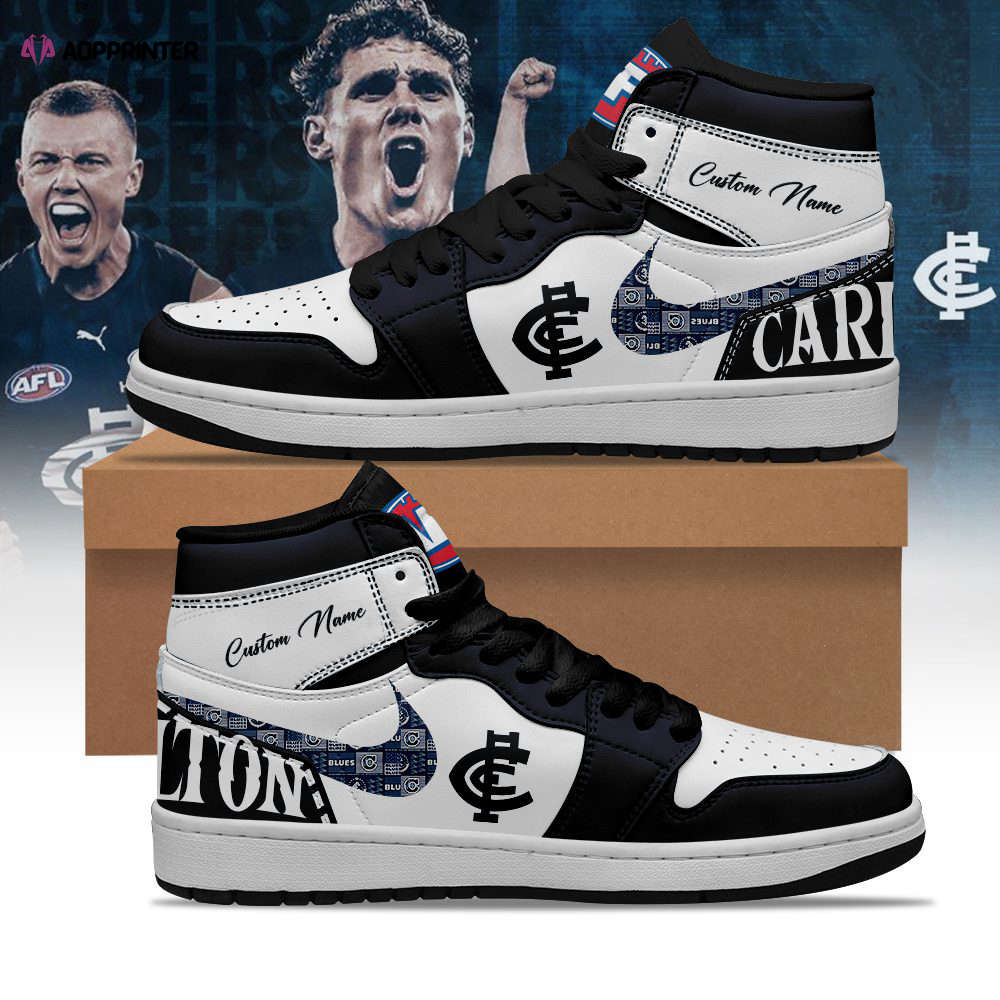 Carlton Blues AFL Personalized Air Jordan 1 Sneakers High Top For Fans