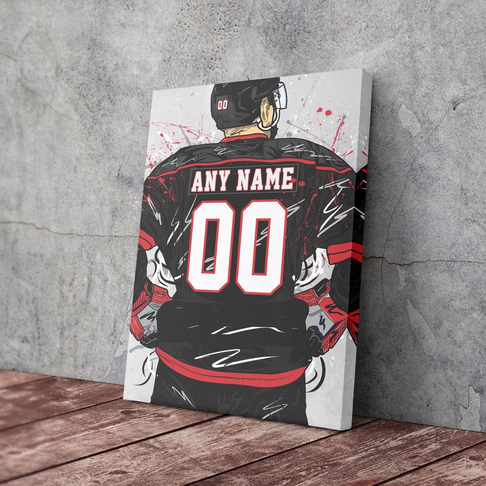 Carolina Hurricanes Jersey NHL Personalized Jersey Custom Name and Number Canvas Wall Art Home Decor Framed Poster Man Cave Gift