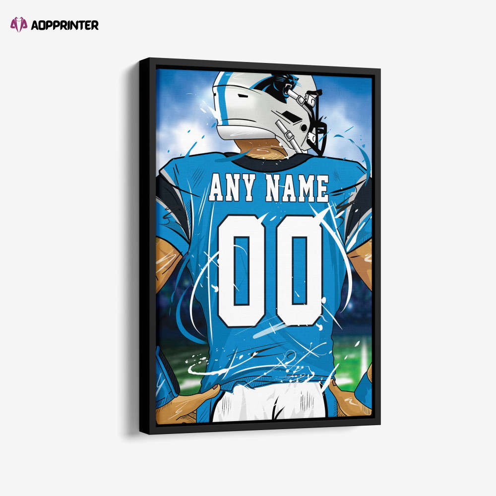 Carolina Panthers Jersey NFL Personalized Jersey Custom Name and Number Canvas Wall Art  Print Home Decor Framed Poster Man Cave Gift