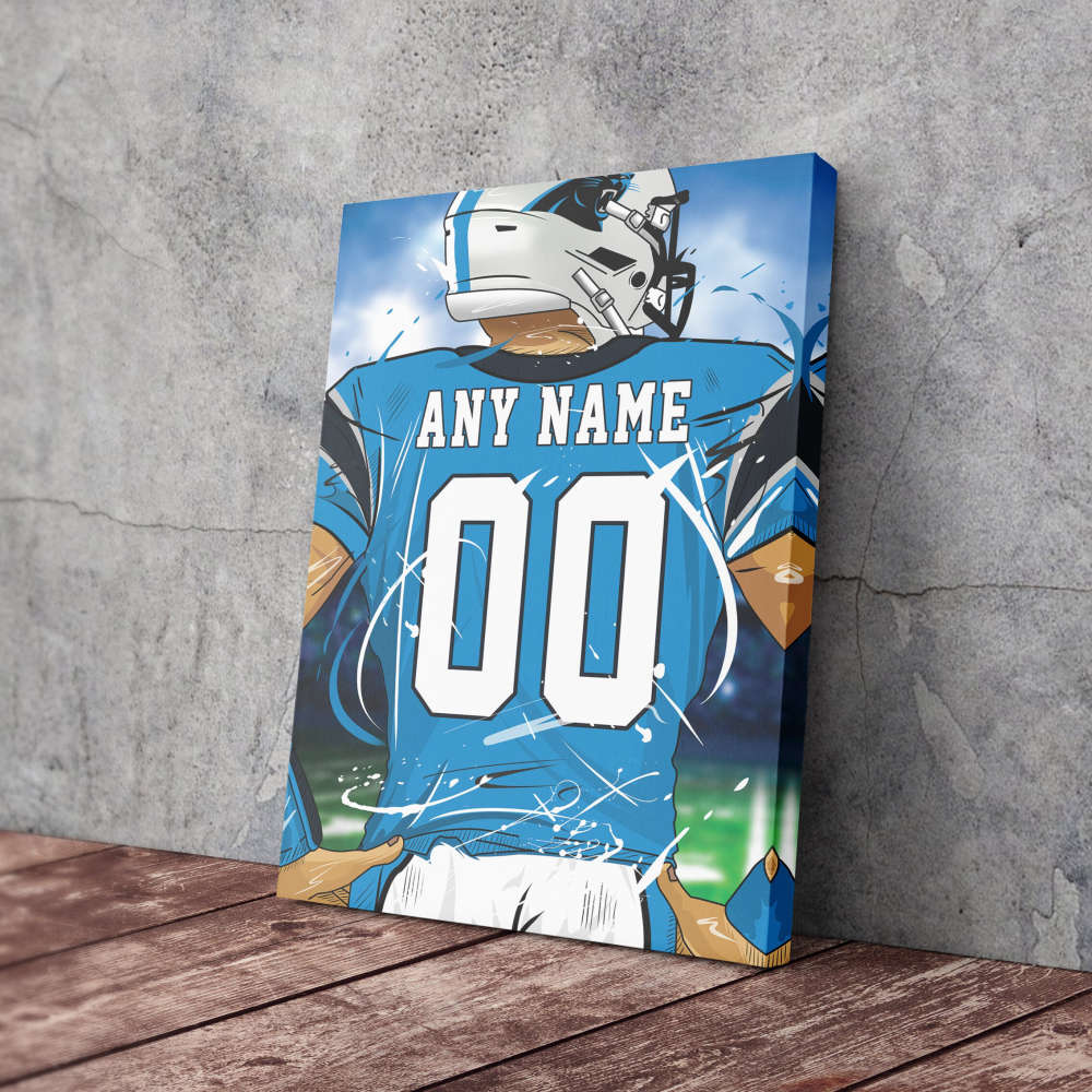 Carolina Panthers Jersey NFL Personalized Jersey Custom Name and Number Canvas Wall Art  Print Home Decor Framed Poster Man Cave Gift