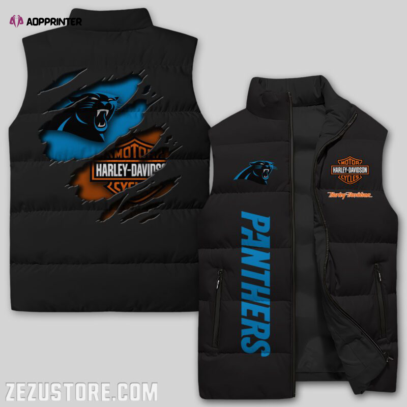 Carolina Panthers NFL Sleeveless Puffer Jacket Custom For Fans Gifts