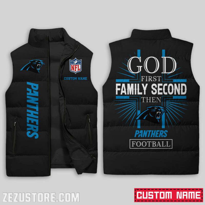 Carolina Panthers NFL Sleeveless Puffer Jacket Custom For Fans Gifts