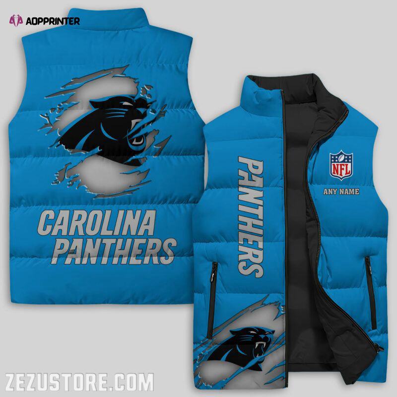 Carolina Panthers NFL Sleeveless Puffer Jacket Custom For Fans Gifts