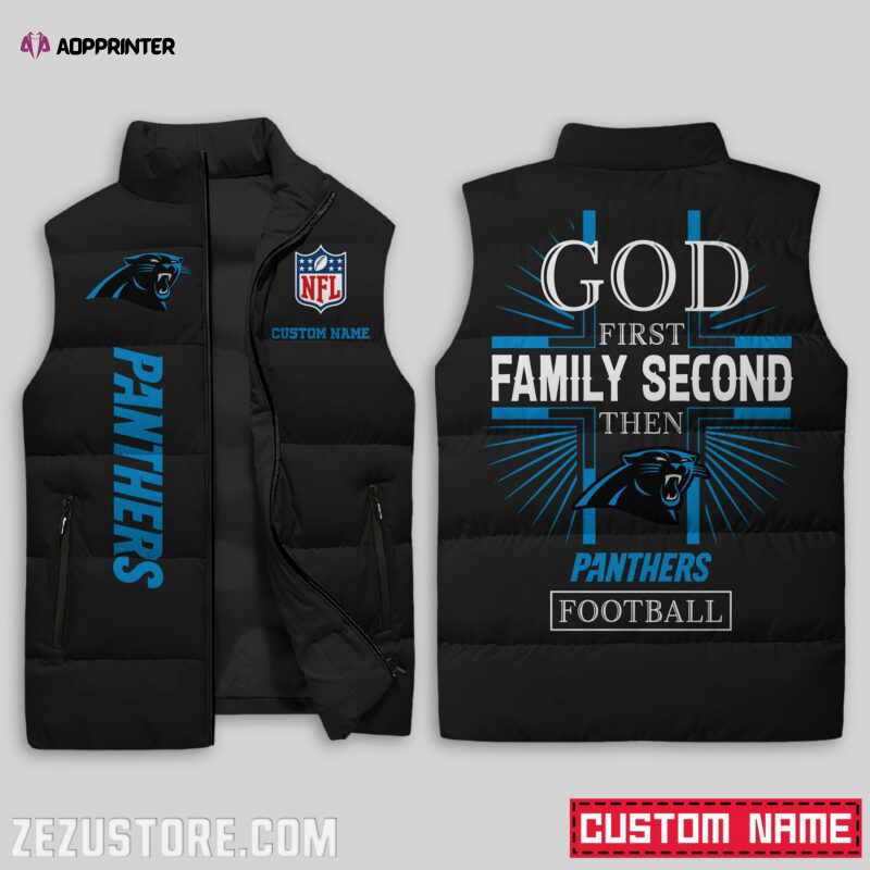 Carolina Panthers NFL Sleeveless Puffer Jacket Custom For Fans Gifts